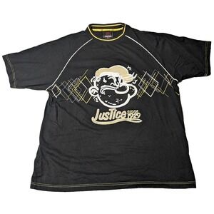 JUSTICE POPEYE THE SAILOR 3D Textured Men Size 3X Black Cotton Blend T-Shirt